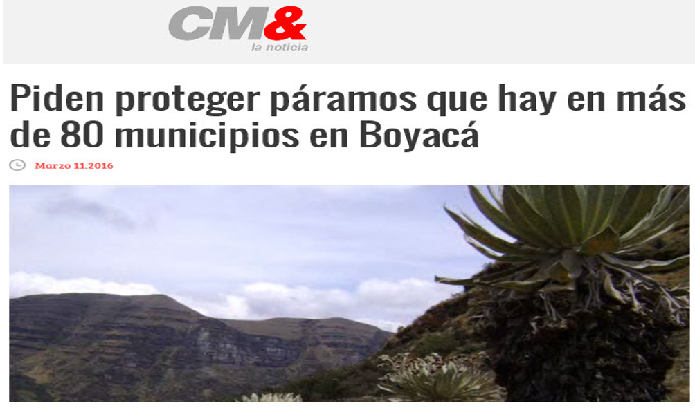 Piden proteger páramos que hay en más de 80 municipios en Boyacá