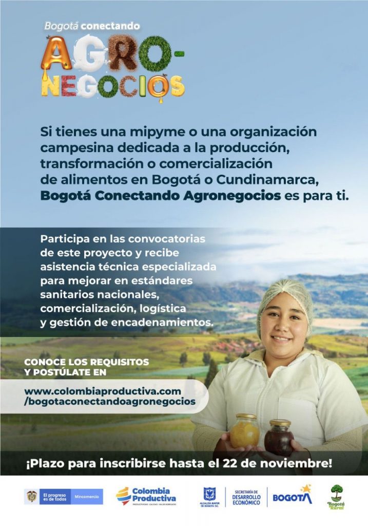 EMPRENDEDORES Y PRODUCTORES DE LA REGIÓN CENTRAL PODRÁN PARTICIPAR EN ‘BOGOTÁ CONECTANDO AGRONEGOCIOS’