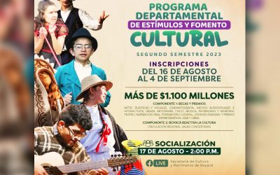 Llega al sector cultural y patrimonial de Boyacá, la Segunda Convocatoria de Estímulos 2023